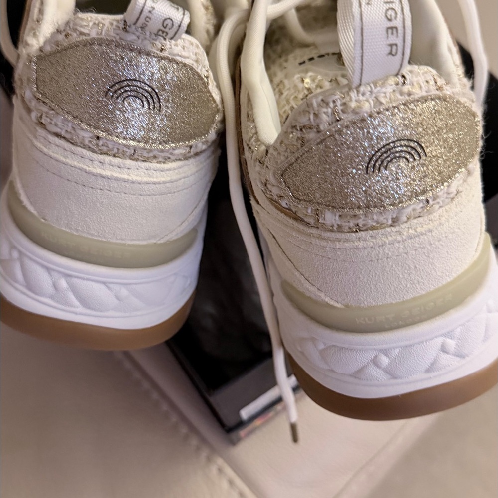 Kurt Geiger White and Gold Sneakers - Picture 6 of 11